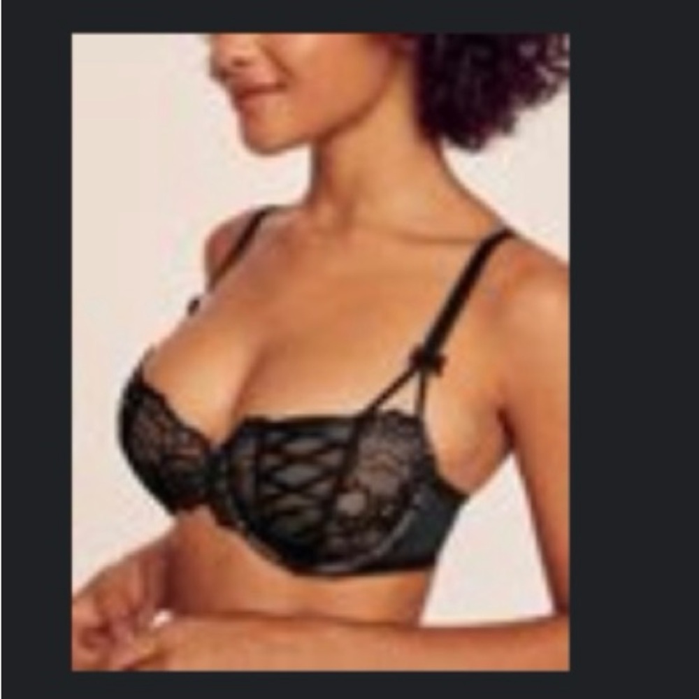 Adore Me Black Lace Balconette Bra